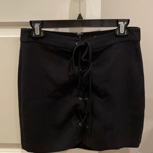 Madewell black lace up mini skirt